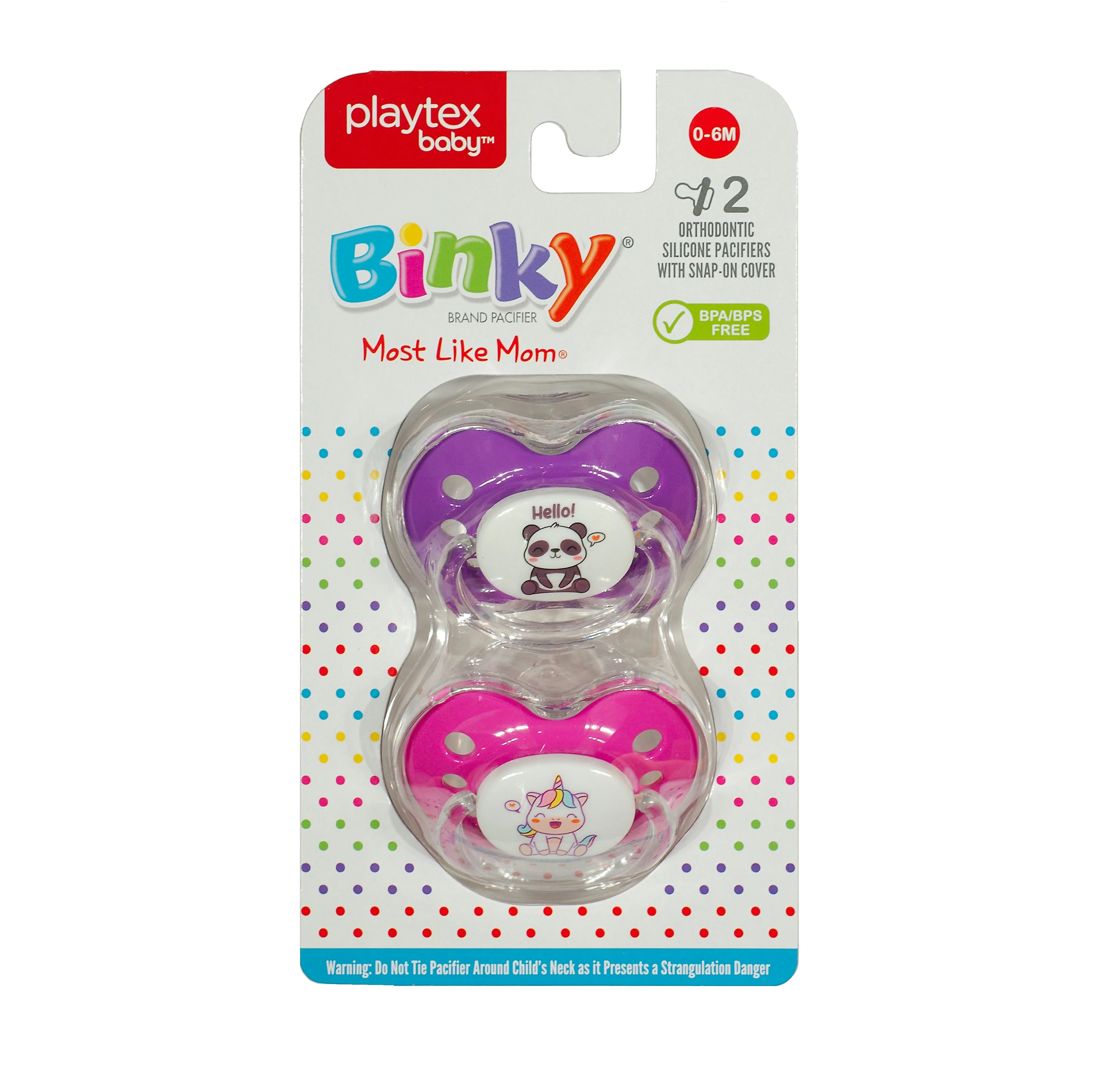 Binky Orthodontic Pacifier With Snap On Cover - Wild and Cuddly Series  - Unicorn & Panda - Image 7